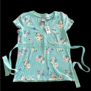 Old Navy - Size L -Women’s Floral Wrap Top - Teal Blue